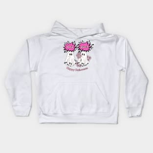 Pink ghost bouquet Kids Hoodie